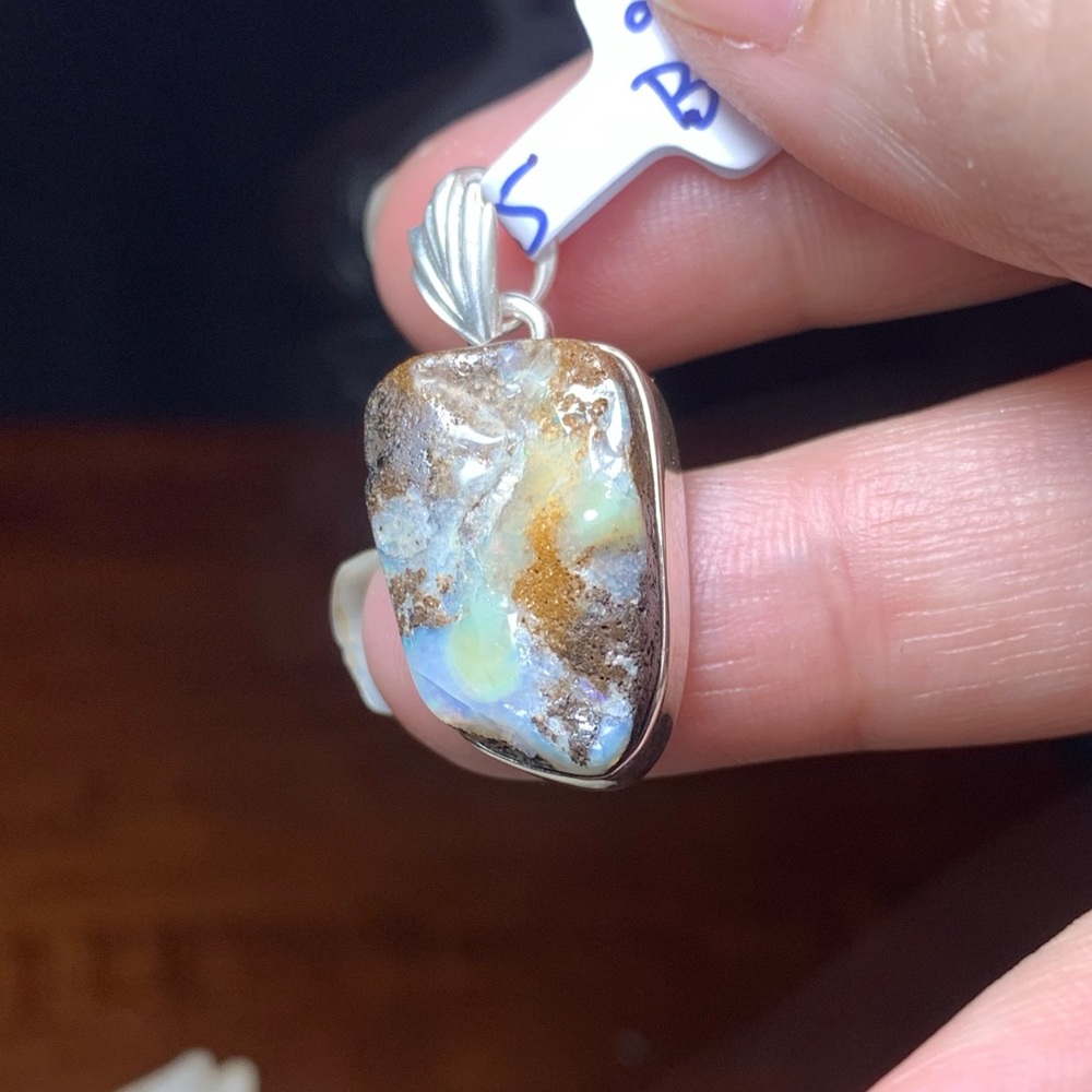 Solid Sterling Boulder Opal Pendant - image 3